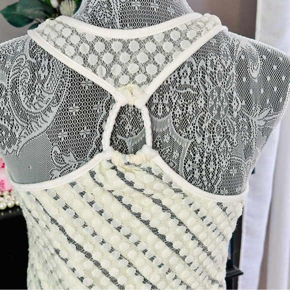 Vintage Y2K Charlotte Russe White and Blue Striped and Polka Dot Lace Top Size M - Picture 7 of 13